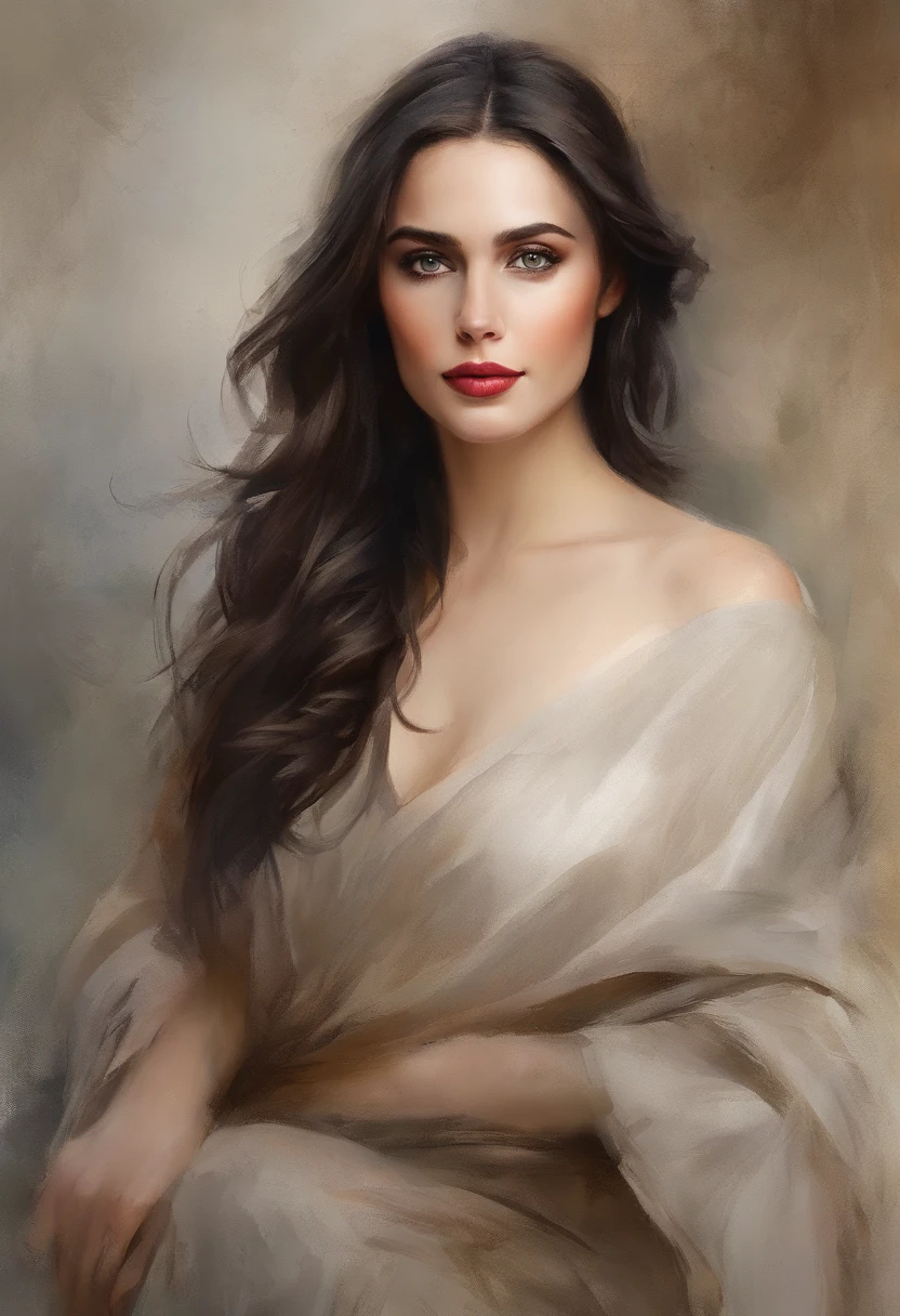 Beautiful girl with realistic black eyes, Pale skin, Medium-long black hair, Perfect face, Perfect eyes, vestindo vestido longo, Highly detailed, comprehensive cinematic, Digital painting, 8K, Cinematic lighting, Best quality, A high resolution, detailed work, Post-processing, Perfect results, Ultra photo realsisim