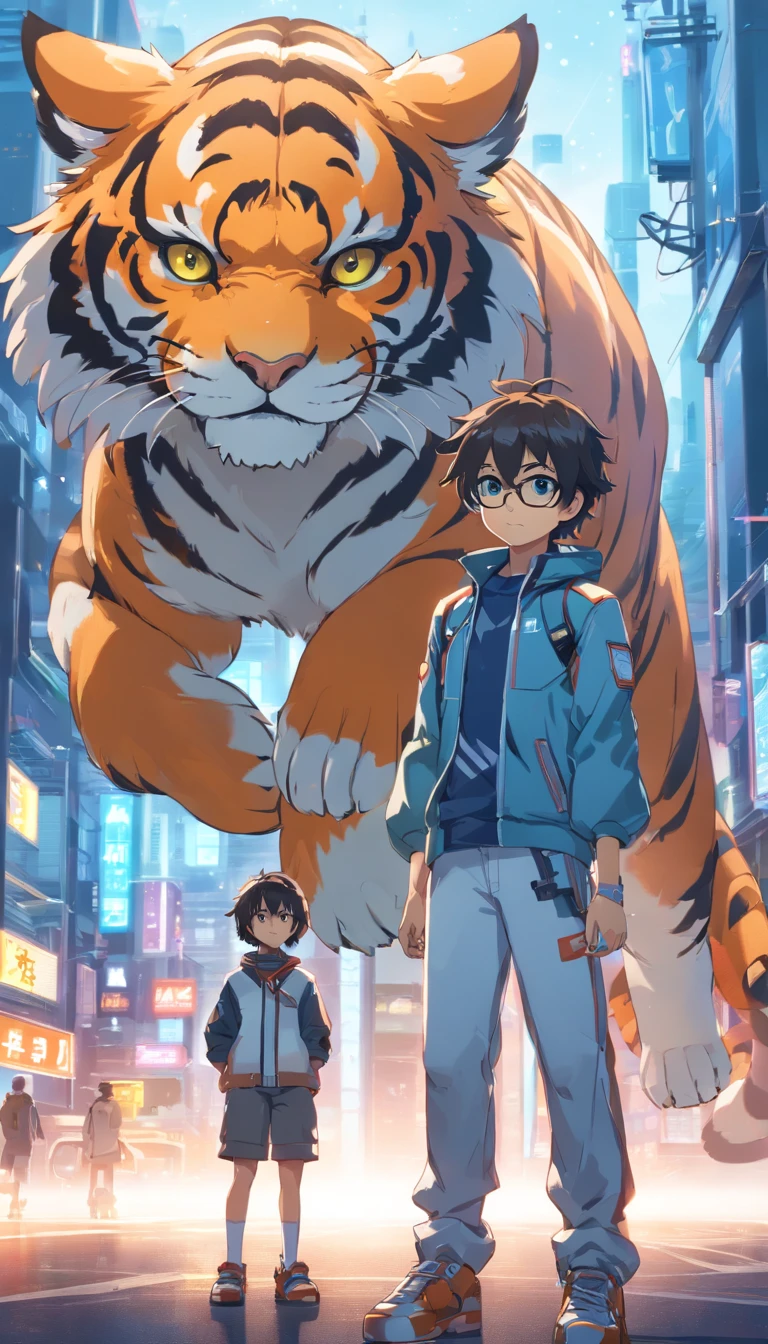 Machine Tiger, (Blind box toy style:1.2), (full body shot of) , 1 Transparent Boy,Behind him is a cute transparent robot cat, Mecha transparent, Exquisite helmet:1.2, Glasses:1.2, Cyberpunk, dreamy glow, luminous neon lights, ren, white backgrounid, ( global ilumination, Stripe tracking, hdr, unreal render,reasonable design, high detal, Master parts, Best quality, hyper HD, Cinematic lighting)