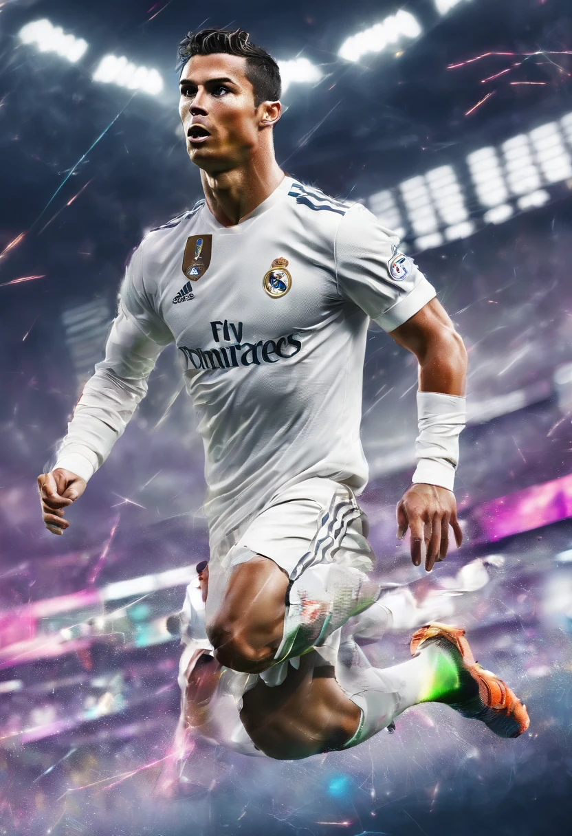 cristiano ronaldo,terno real madrid,(Estilo Pixar) (master part:1.2) (Bokeh) (best quality) (pele detalhada) (textura detalhada) (8k) (argila) (Cinematic lighting)