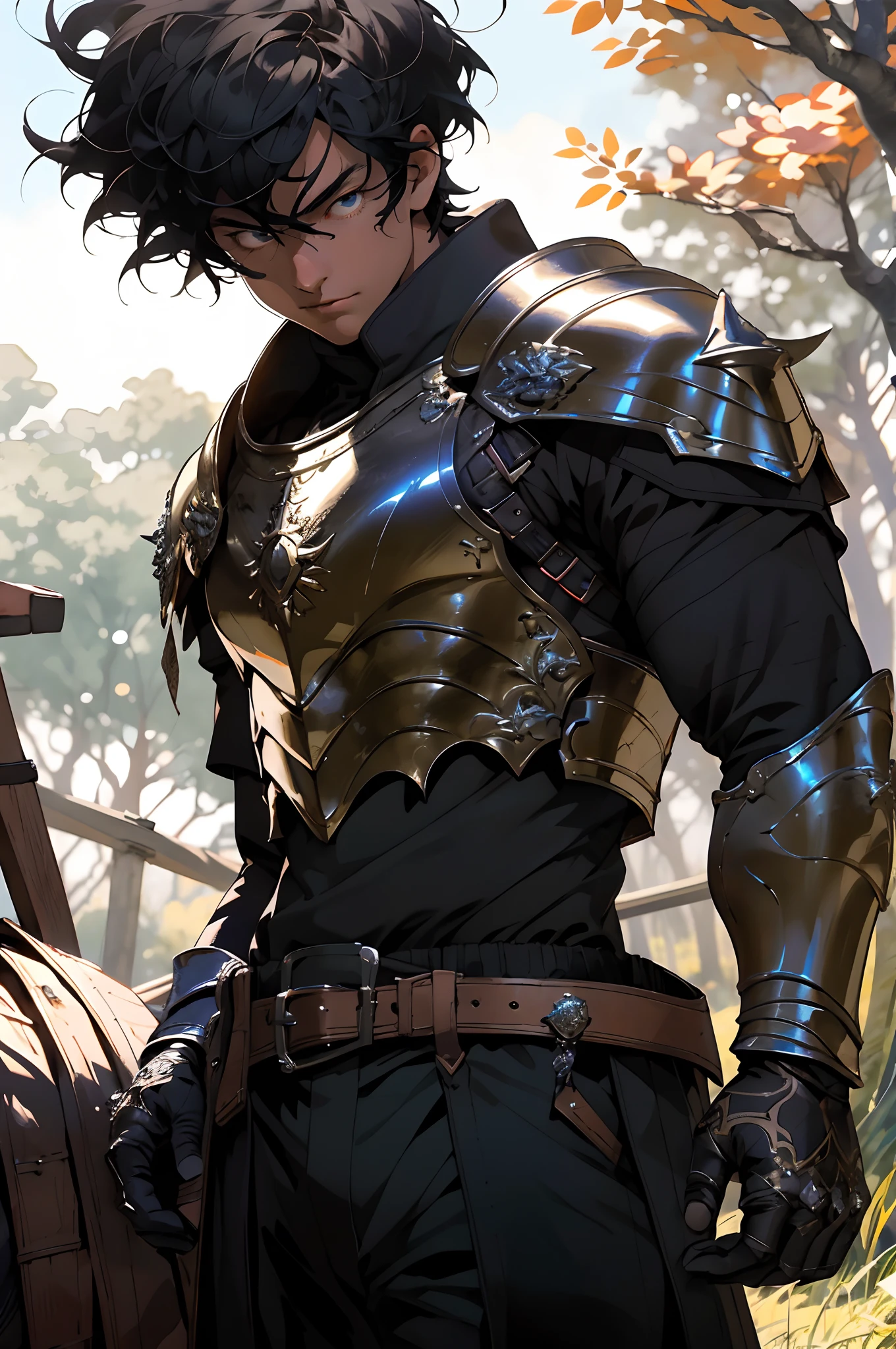 Masterpiece, Best quality,Libido boy，Black color hair, Armor，Black eyes，Beautiful eyes, battleground background, Light particles, suns rays, Dramatic lighting, outside, Shiny, Realistic, Masterpiece, Best quality, Ultra-detailed, Detailed, scenery, Beautiful detailed eyes, detailed hairs，mounted on a horse，Long hair，Archery pose