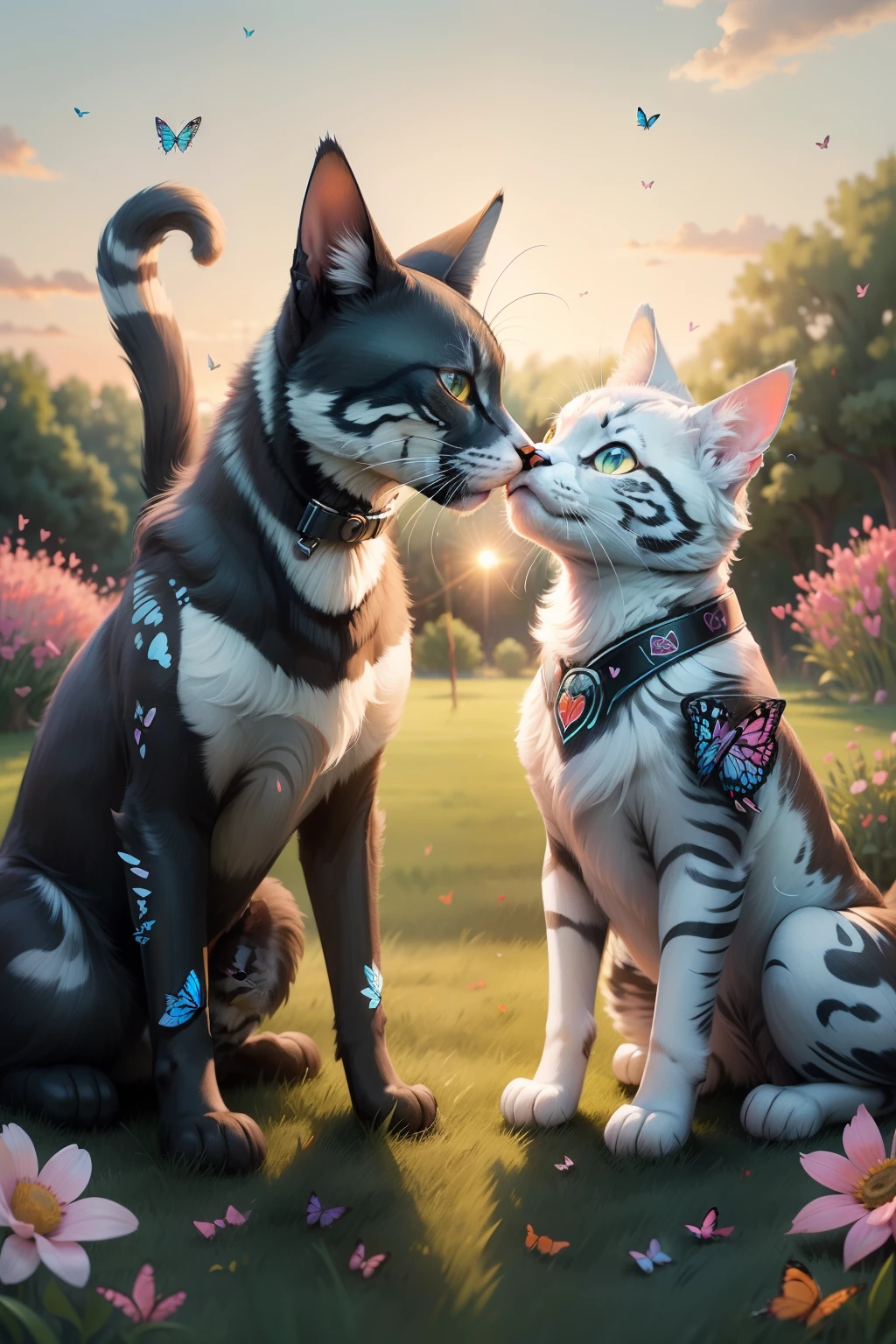 Smart AI cat - gray, Smart AI Dog - Ash，Chase butterflies, Play on the grass, Get to know each other, Love, print, regionalism, Pablo picasso, The love story of Ash and Mo, Butterfly dreams, Sunset romance, First encounter, Chase butterflies, Playful moments on the grass, Soft light, prime time