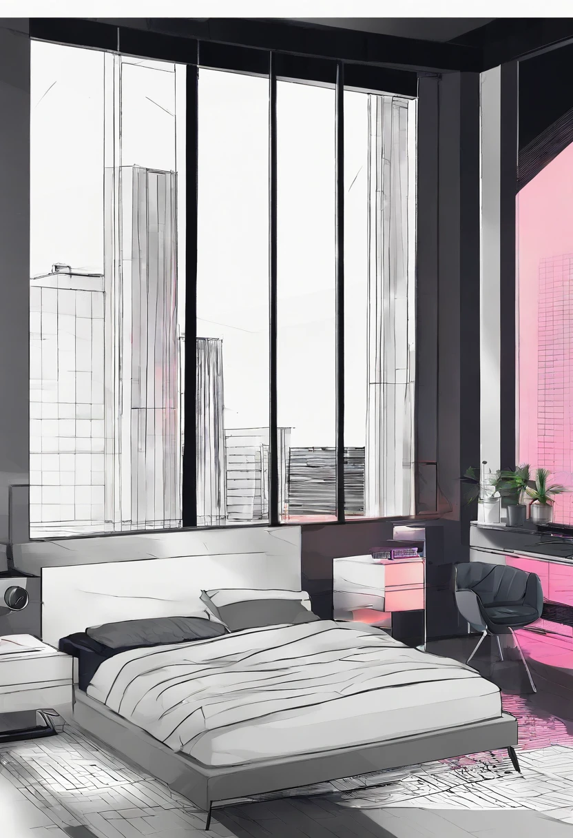 Bedroom neon color black background