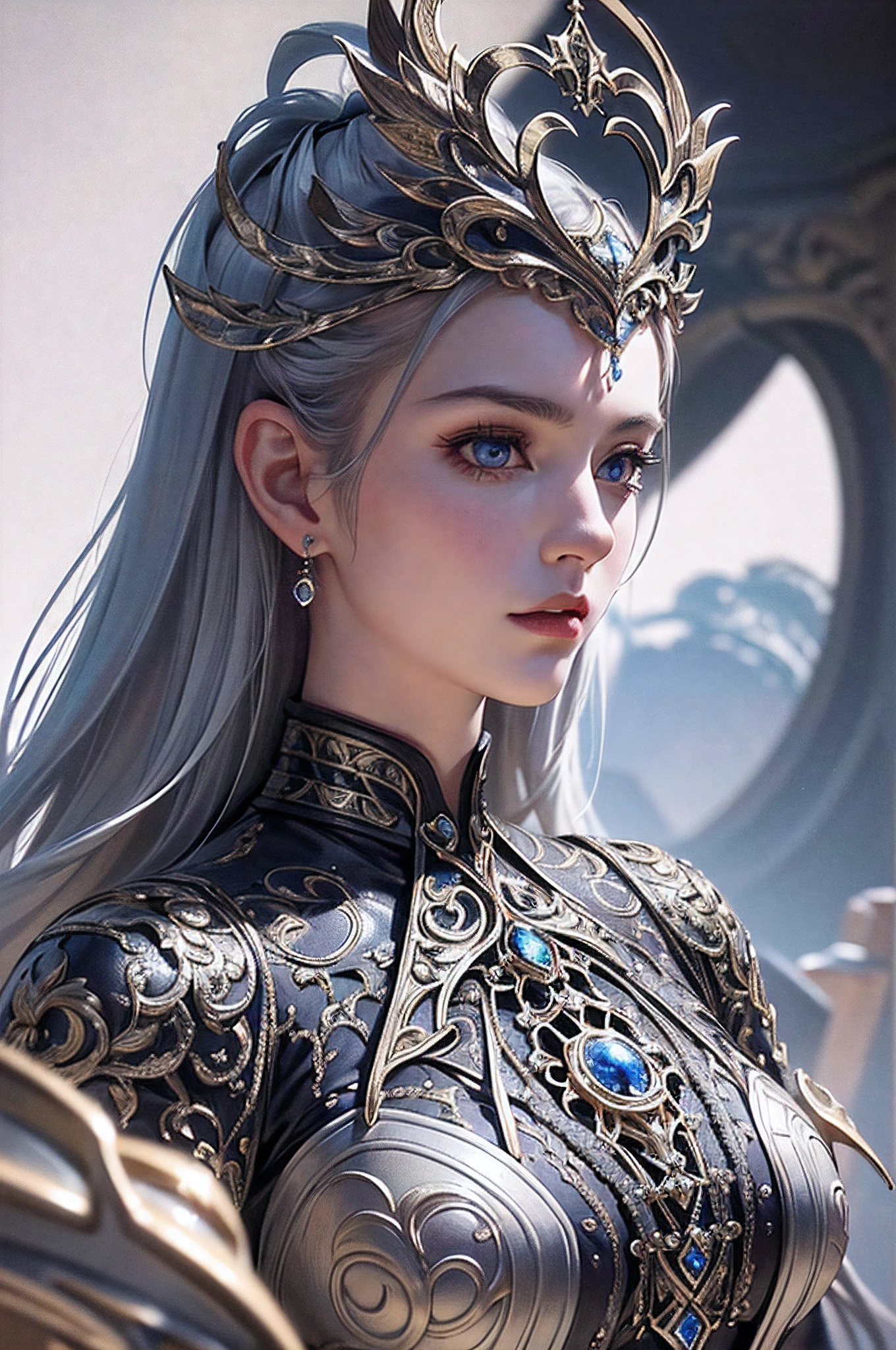 ceramic tile art , depicting protrait of a beautiful visually stunning brunet woman, intricate detailed silver glittering, intricate, elegant, highly detailed, concept art, smooth, sharp focus,hair platinum,((Best quality)), ((masterpiece)), (detailed:1.4),(aesthetic:1.2), (1girl), extreme detailed,colorful,highest detailed,epic (Sony A7, 50 mm, pores: 1.5, colors, hyperdetailed: 1.5, film grain: 1.4, hyper-realistic: 1.5), hyper-realistic texture, masterpiece, unreal engine 5, extremely detailed CG unit 8k wallpaper, Crazy Detailed Photo, Hyper-Realistic Light,lot of detail,superhero armor with extream detailed