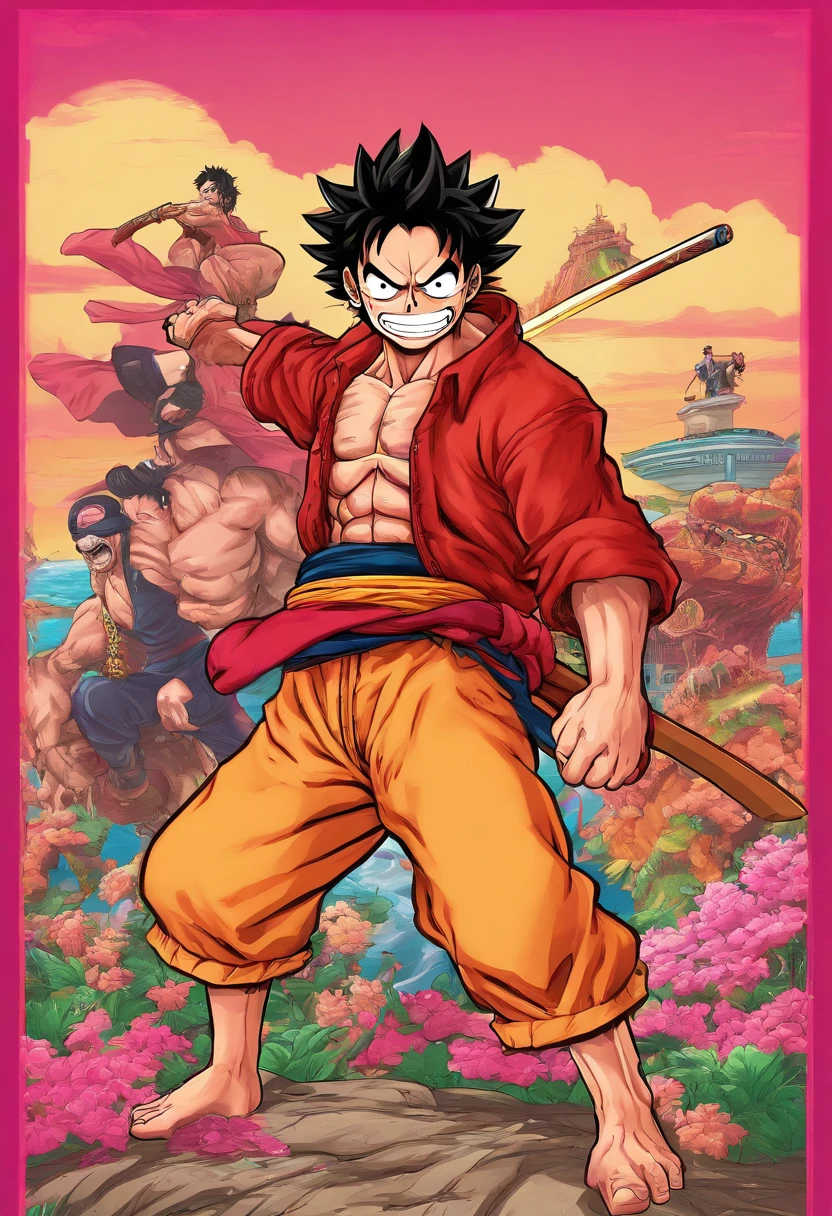 hyperrealistic), (illustration), (high resolution), (8K), (extremely detailed), (best illustration), Luffy gear 5, one piece, samurai