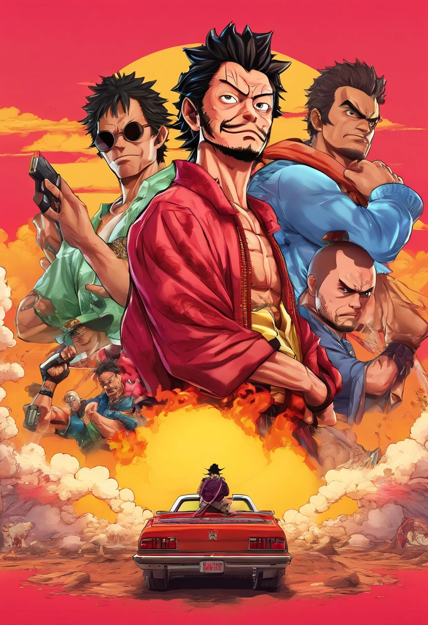 hyperrealistic), (illustration), (high resolution), (8K), (extremely detailed), (best illustration), Luffy gear 5, one piece, samurai
