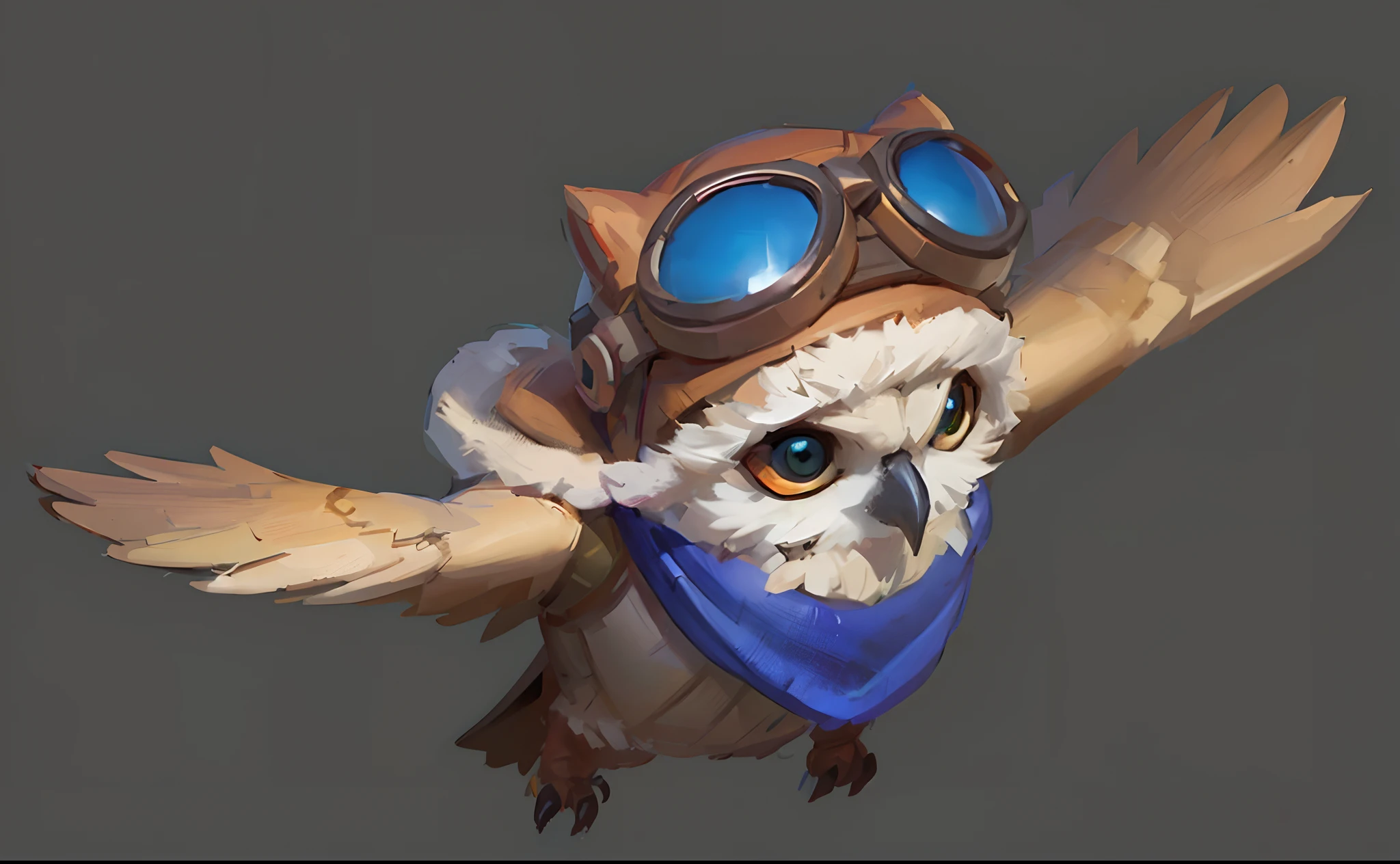 Close-up of cartoon owl in hat and goggles, Riot game concept art, iconic character splash art, Owl helmet, League of Legends concept art, owl wizard, from league of legends, by senior environment artist, league of legends character art, owl studio, lovely digital painting, expert high detail concept art, teemo, hero character art