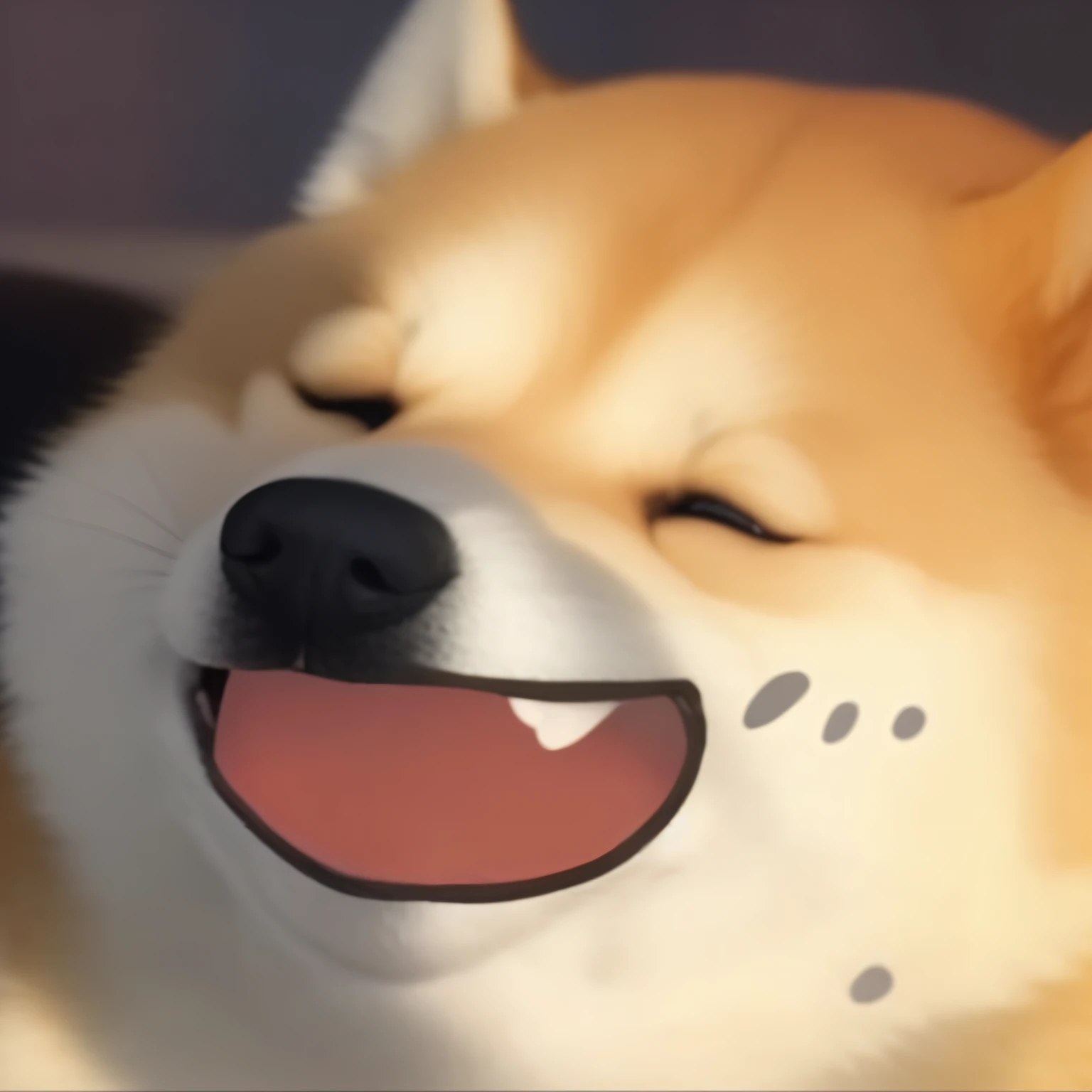 There was a dog lying down smiling, governor, he is happy, doge meme, kawaii cute dog, he is smiling, squinting, Anthropomorphic Shiba Inu, grinning lasciviously, Depp, Cute dog, shiba inu face, shibu inu, she has a cute expressive face, thicc