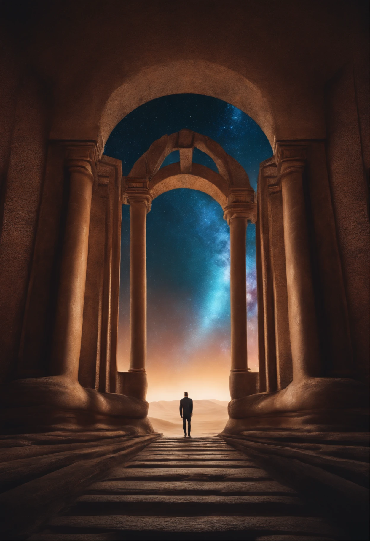the gate to the multiverse, surrealism painting, wide angle lens, surrealism, cinematic, milky-way, 8k
