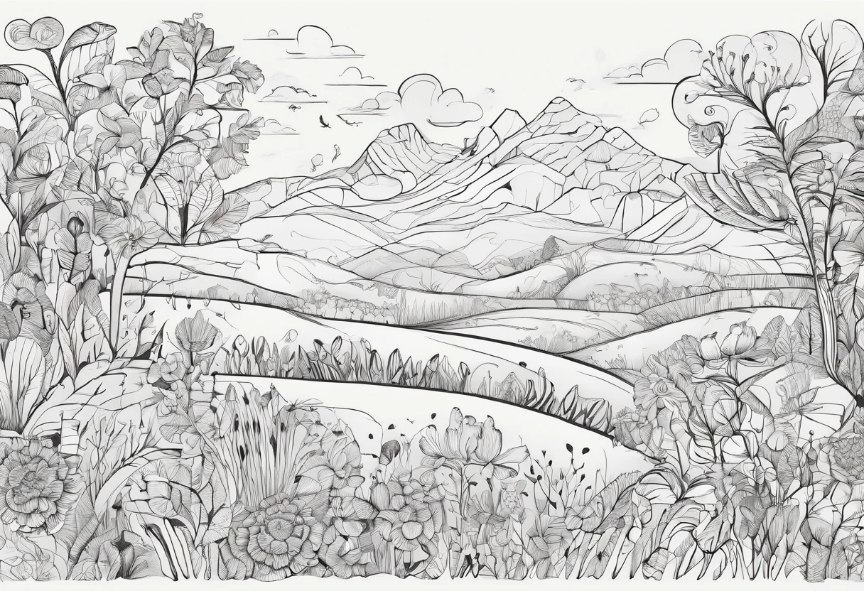 There are photos of various animals in a flower field, line art illustration, bold intricate ink illustration, ln the forest, Hand drawn illustrations, intricate details illustration, illustration, A illustration, pattern designs, Oil print of the fantasy forest, Linear illustration, Repetitive patterns