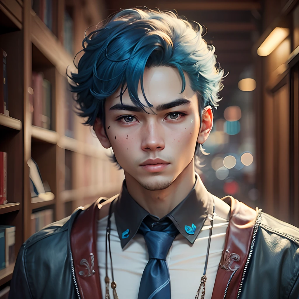 potrait,young boy,handsome,blue hair,manly --auto --s2