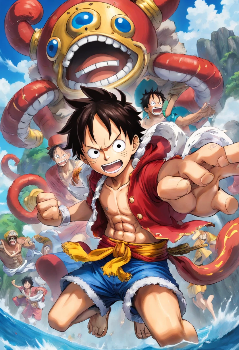 one piece, luffy gear 5, hyperrealistic), (illustration), (high resolution), (8K), (extremely detailed), (best illustration)