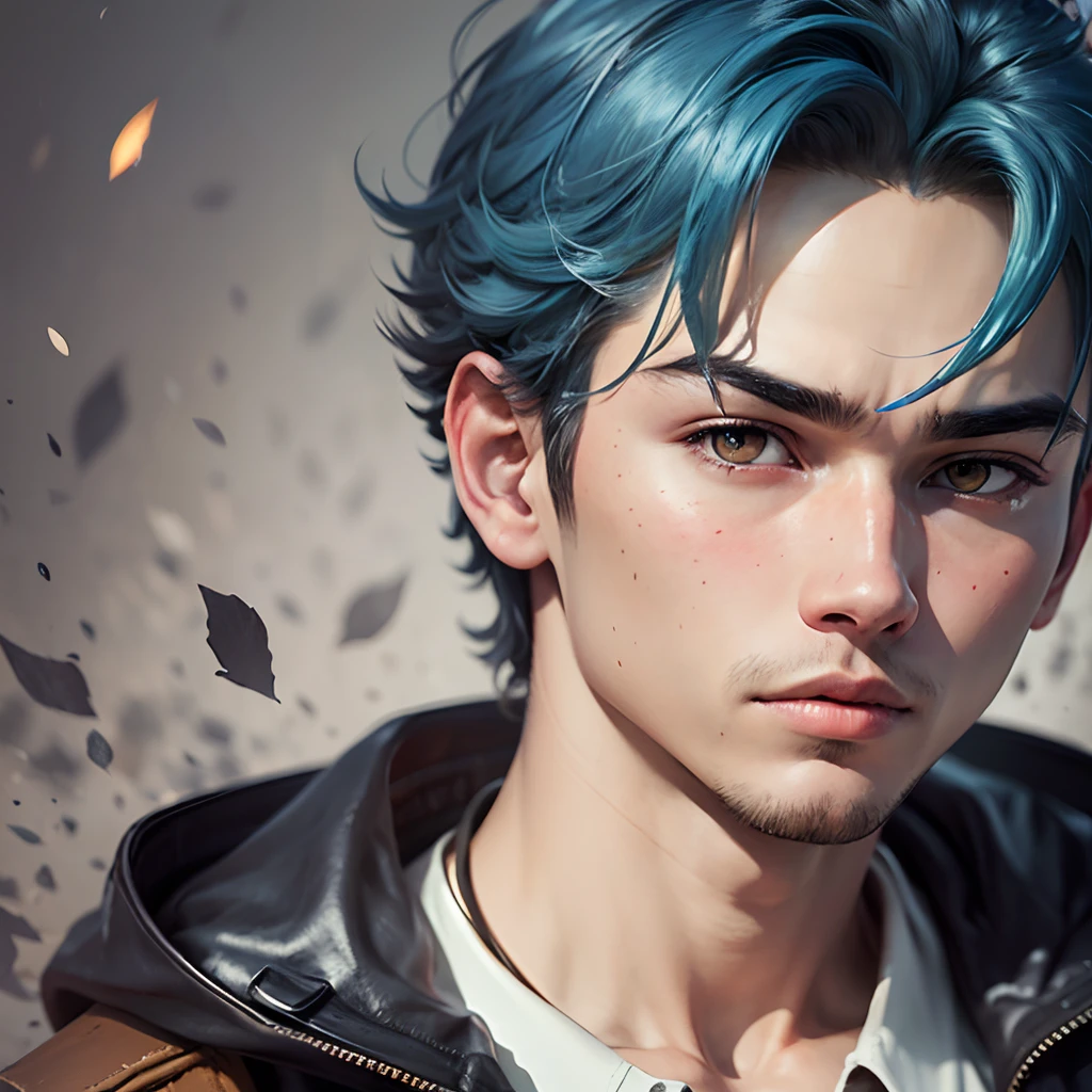 potrait,young boy,handsome,blue hair,manly --auto --s2