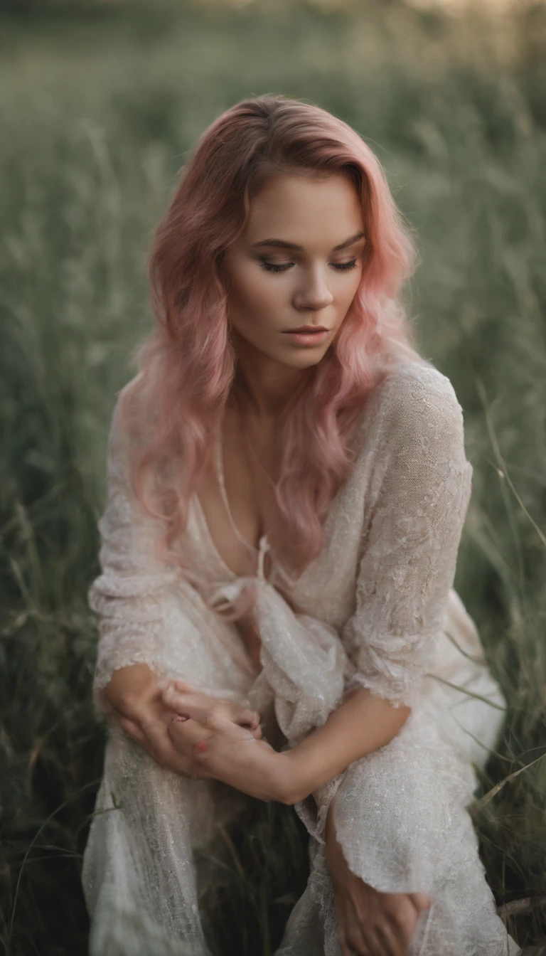 photo of beautiful age 18 girl, pastel hair, freckles sexy, beautiful, close up, young, dslr, 8k, 4k, ultrarealistic, realistic, natural skin, textured skin, lingerie, pink hair