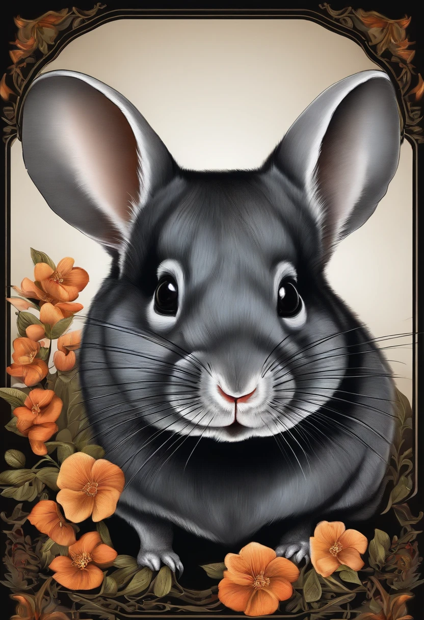 With black as the background,Hand drawn a chinchilla