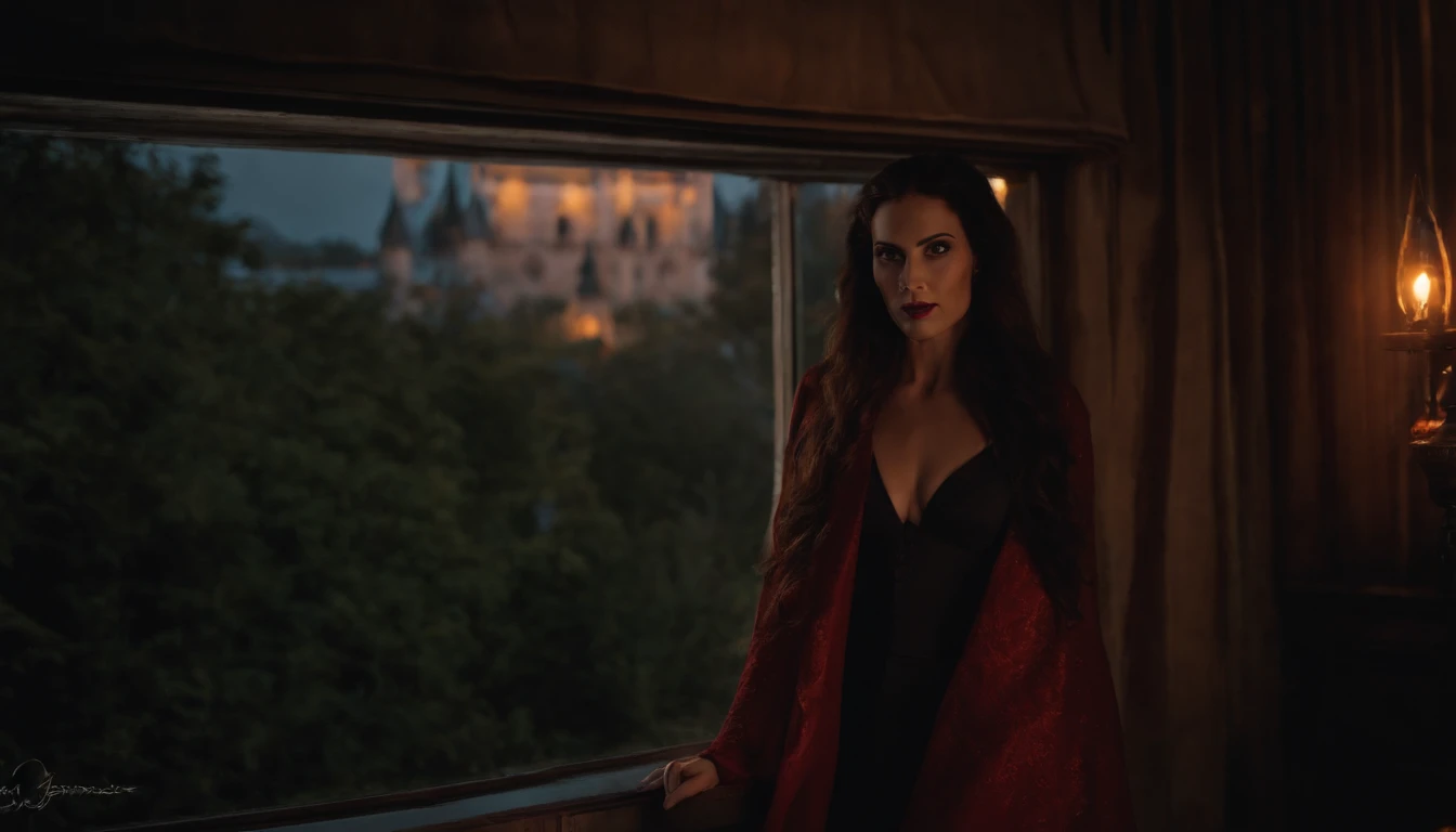 A female vampire stalks the night，8k，（（tmasterpiece）），HDR，highly  detailed，professinal