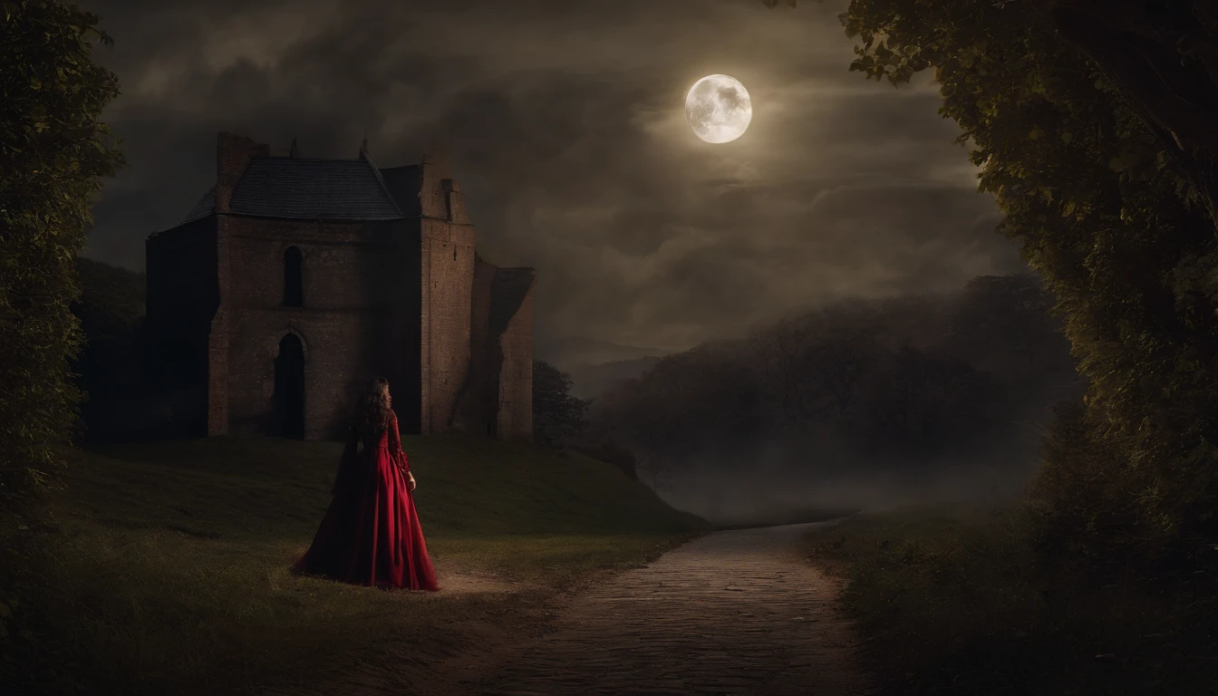 A female vampire stalks the night,8k,((tmasterpiece)),HDR,highly detailed,professinal