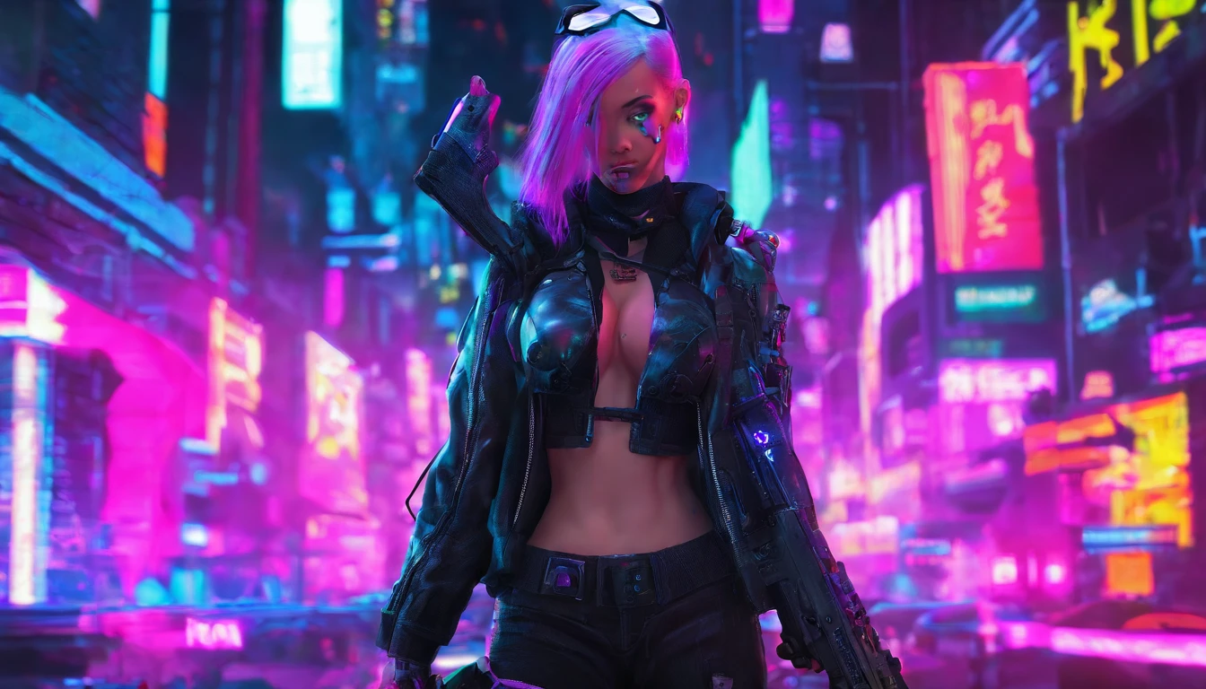 1个Giant Breast Girl，Shoot with a rifle