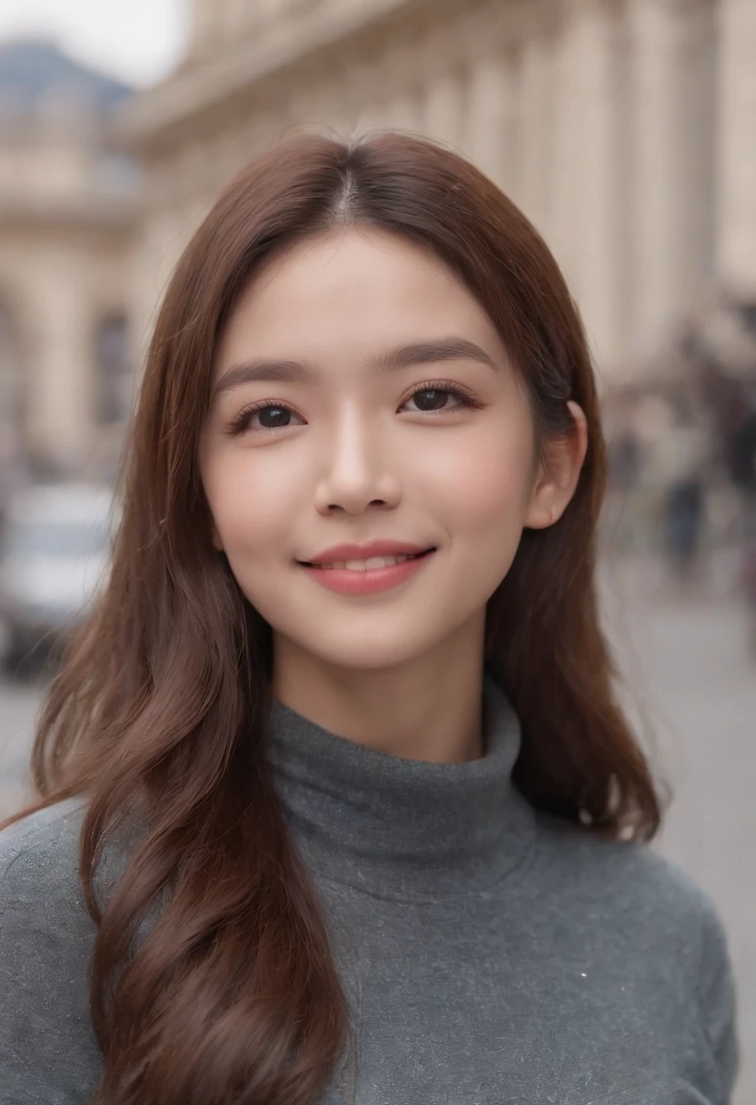(8K、top-quality、masterpiece:1.2)、 (realisitic、Photorealsitic:1.37)、 ultra-detailliert、DJ Soda、 1 girl in、full body Esbian、Wearing a turtleneck sweater and skinny jeans、Stand in the streets of Paris with the Arc de Triomphe in the background、 cute little、独奏、 Beautiful detailed sky、 (A smile:1.15)、(Mouth closed)、 tiny chest、 beatiful detailed eyes、 (length hair:1.2)、 Floating Hair Novafrog Style、