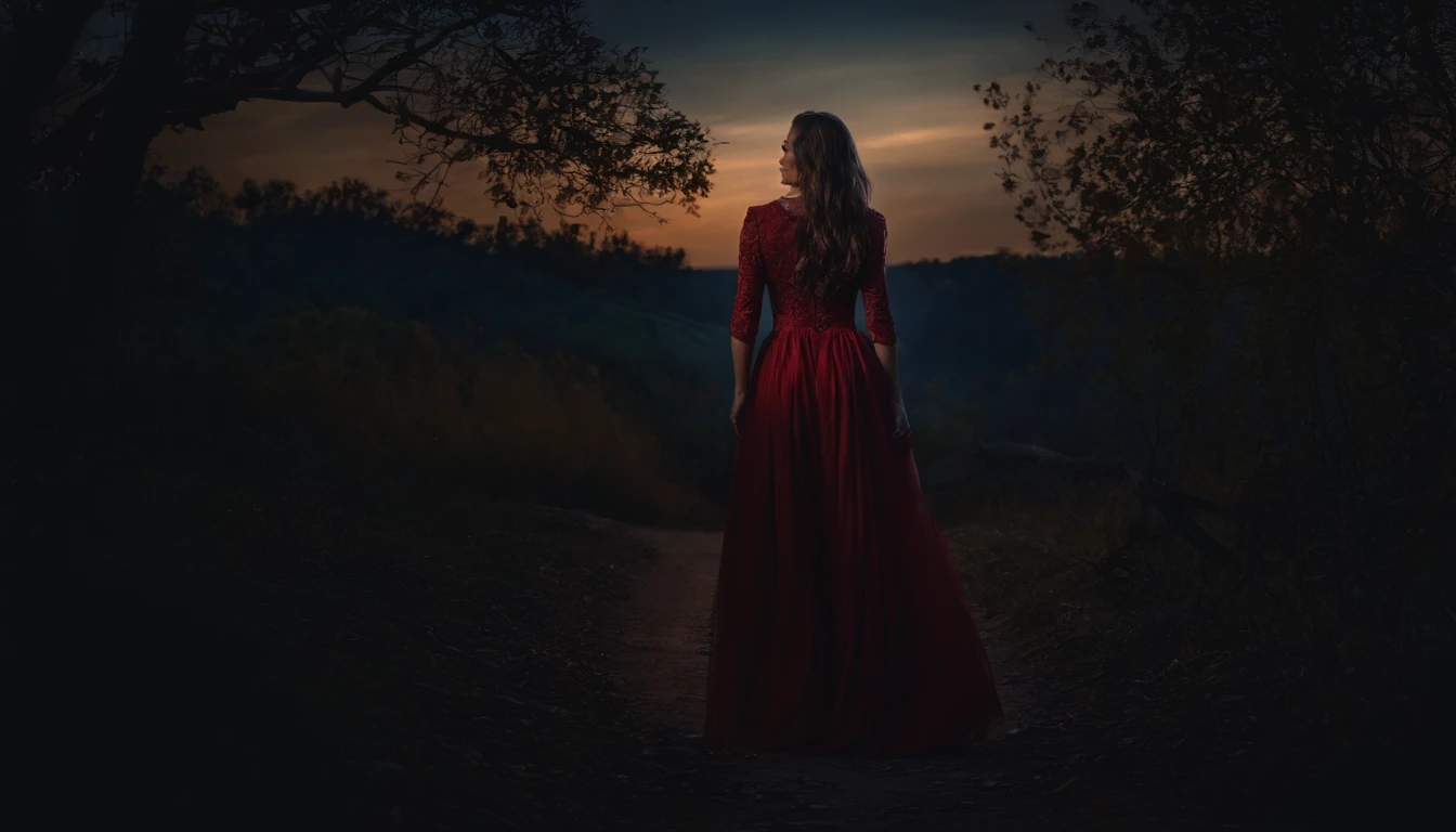 A female vampire stalks at night,8K,((tmasterpiece)),hdr,highly detailed,professinal
