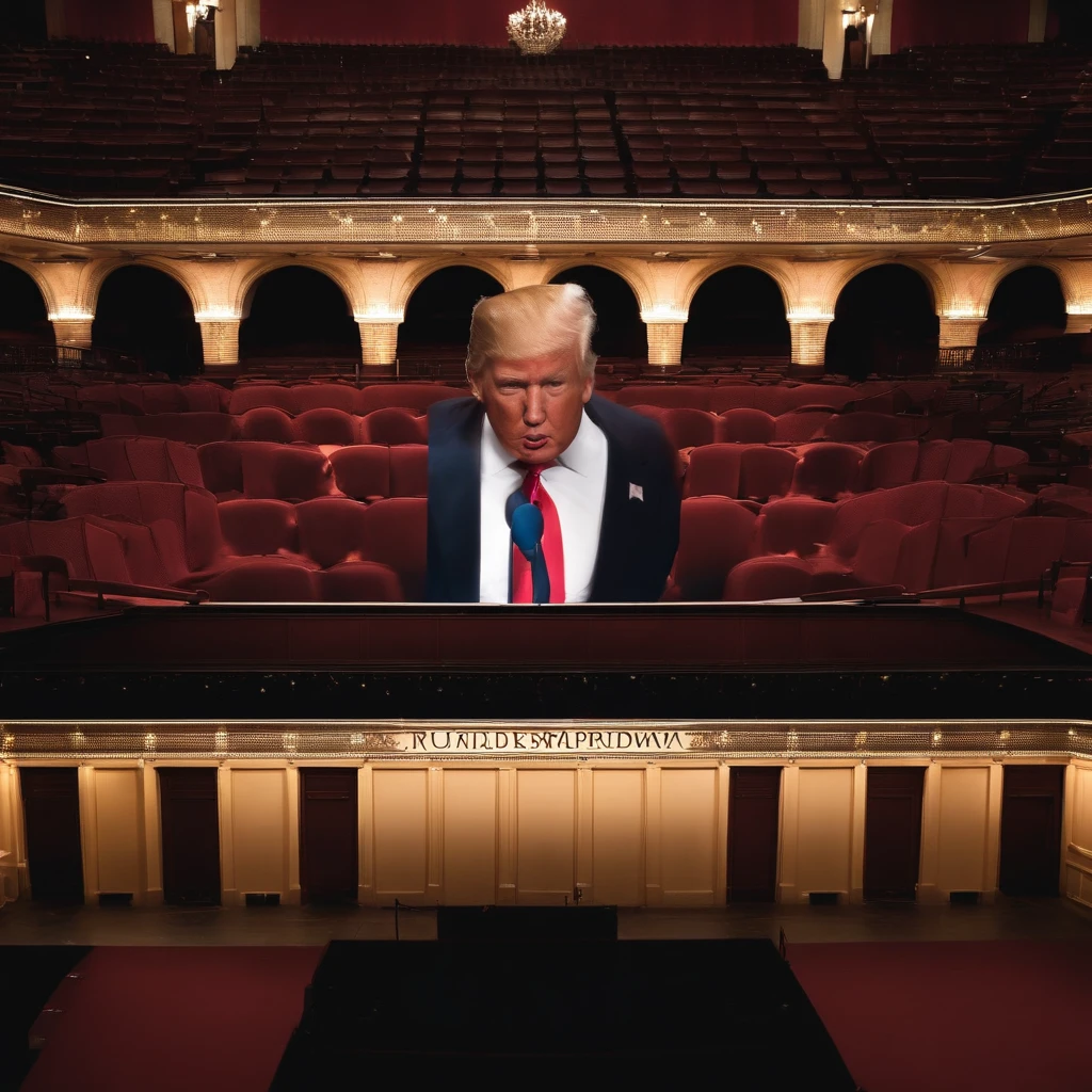 Donald Trump on broadway stage, breaking battle, dance with superman, cinematic, photographic