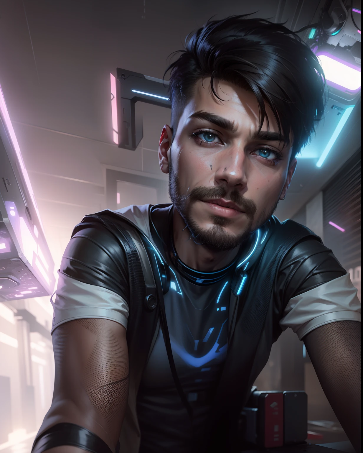 Change background cyberpunk handsome boy ,realistic face ,8k,ultra realistic