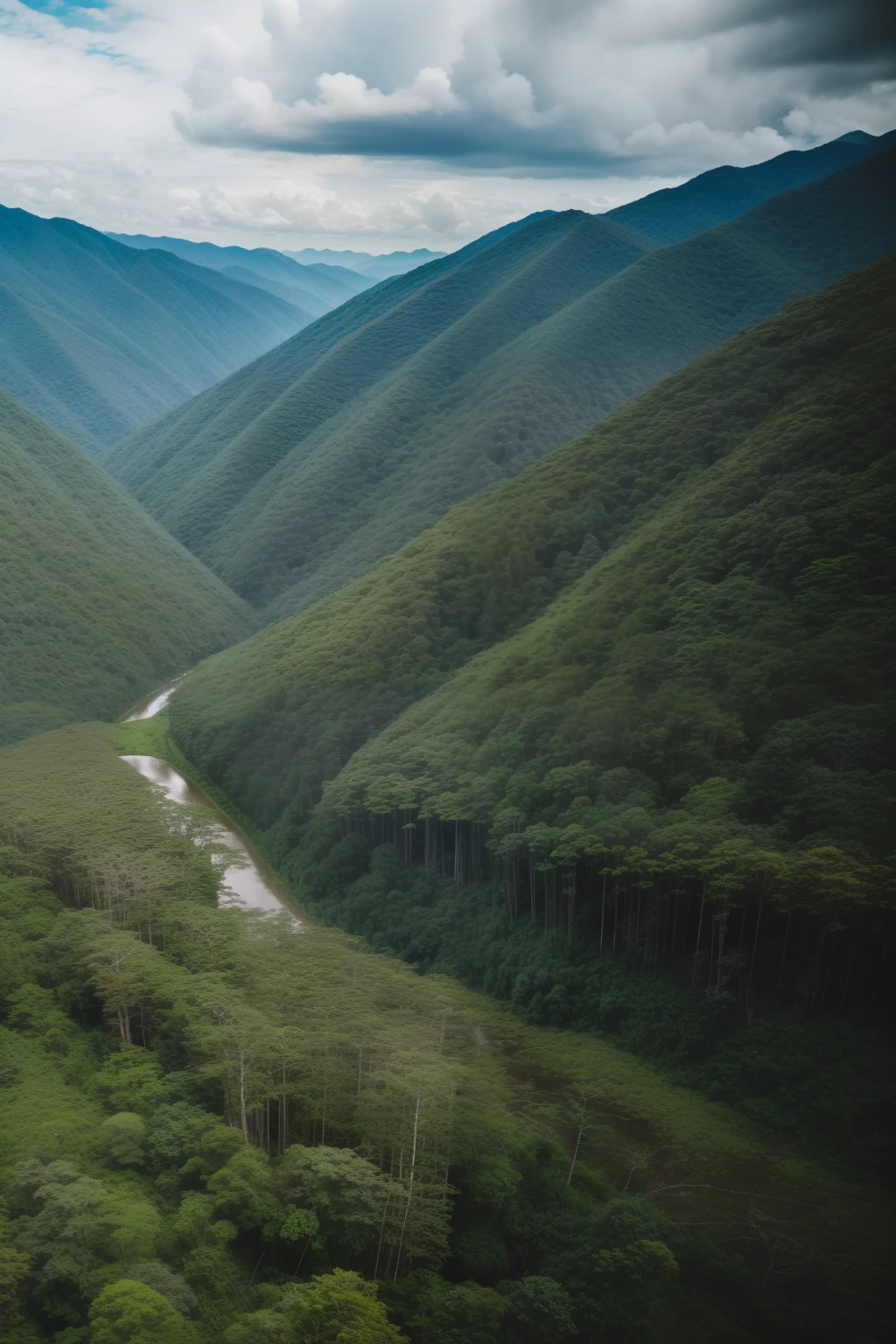 Lush forest in the valley, amidst of nature fully covered, Above the forest, still from nature documentary, overlooking a vast serene forest, floresta exuberante, andes mountain forest, mountain forest in background, still from nature documentary, Guangdong Forest, lush green forest, a still of an ethereal, drone footage