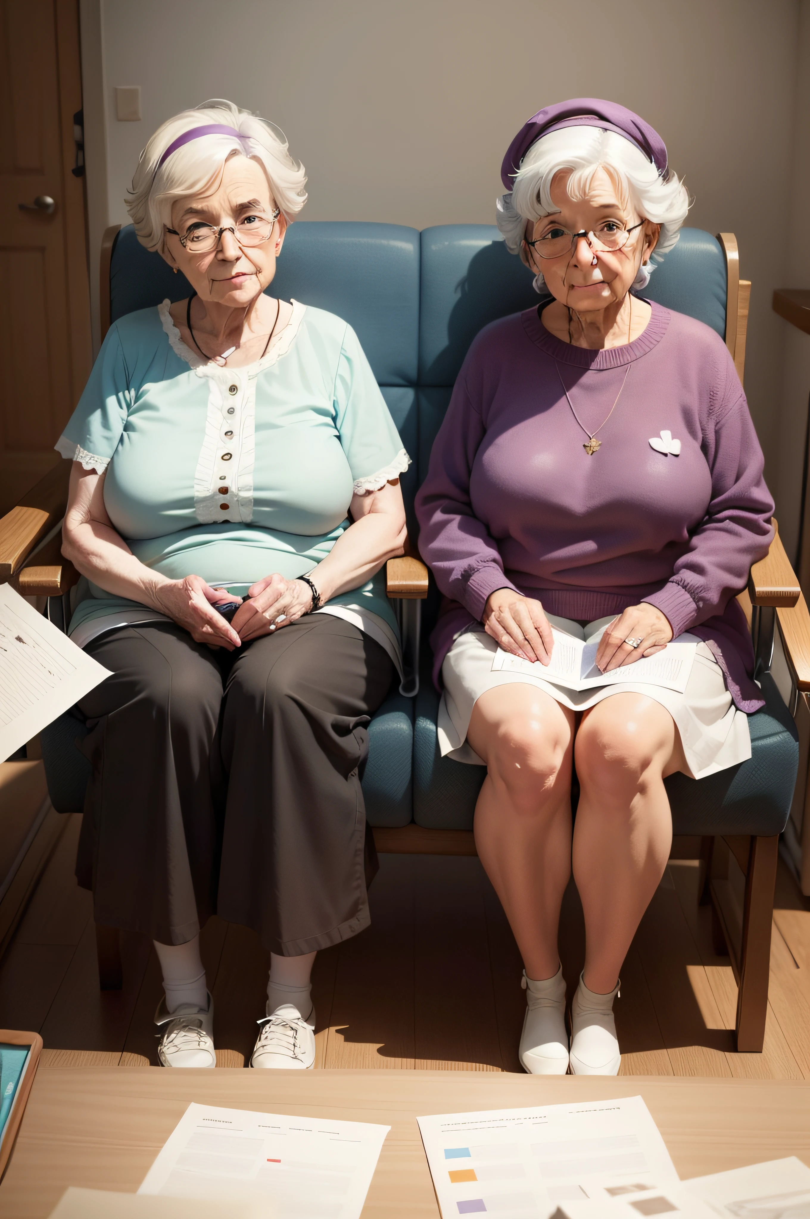 Illustration de deux personnes sur le theme de la maladie d'Alzheimer et les aidants qui aident les malades. Illustration composed of a retiree and a caregiver. Illustration type Illustrator