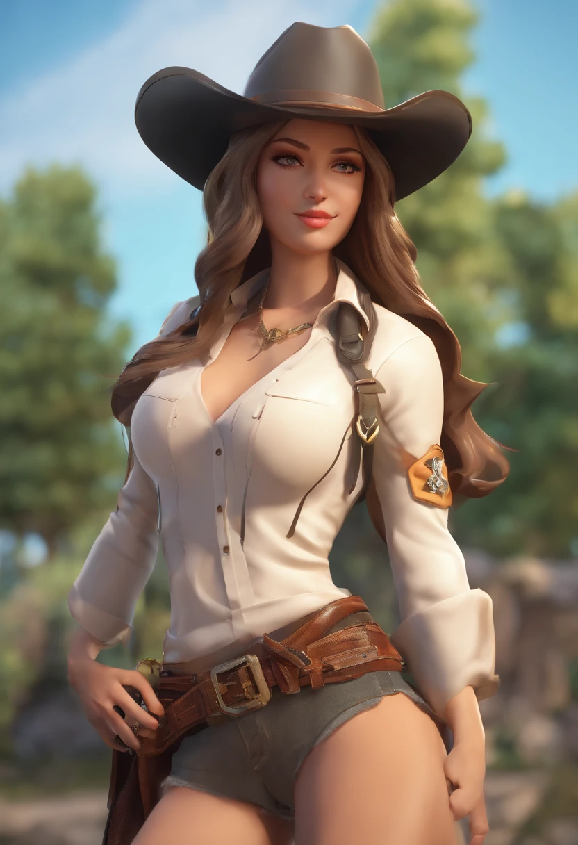 masterpiece, best quality, highres, hancock1, 1girl, boa hancock, large breasts, long hair, epaulettes, cape, crop top, side slit, cowboy shot, stading, outdoors, smile,