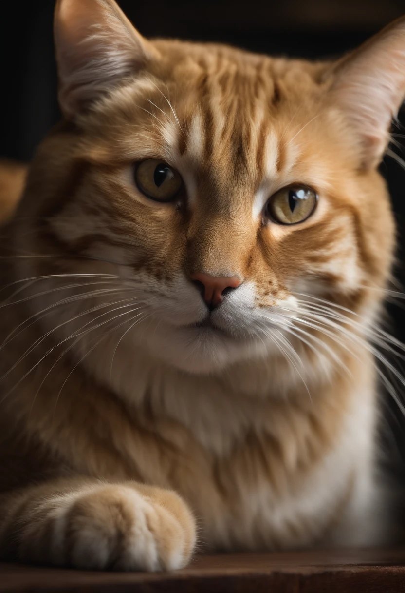 Capture chic and fat tiger cats to produce ultra-high-definition images, Classic Cat Pose. Using advanced macro photography techniques、Highlights the intricate details of the cat's coat, mustaches, And expressive eyes. Place the camera at the cat's eye level, Create an intimate connection between the viewer and the cat subject. Implement a wide aperture for a shallow depth of field, Make the cat stand out clearly against a gently blurred background. Improve lighting to emphasize the texture and contours of the cat's body, Using the software, Remove hard shadows with diffused lighting、Create software, cosy atmosphere. Catch a cat in a relaxed and balanced posture, Show its flexibility and elegance. An experiment to capture moments in natural movement, Stretching, grooming, etc., To convey a sense of authenticity. Implement post-processing techniques to improve image clarity, contrast, and color balance, Ensure every aspect, From the cat's intricate patterns to its intense gaze, Rendered in stunning detail. It is the last, convey the gentle beauty and innate grace of the cat,, Capture fleeting moments celebrating the unique essence of a cat's curiosity and calmness.
