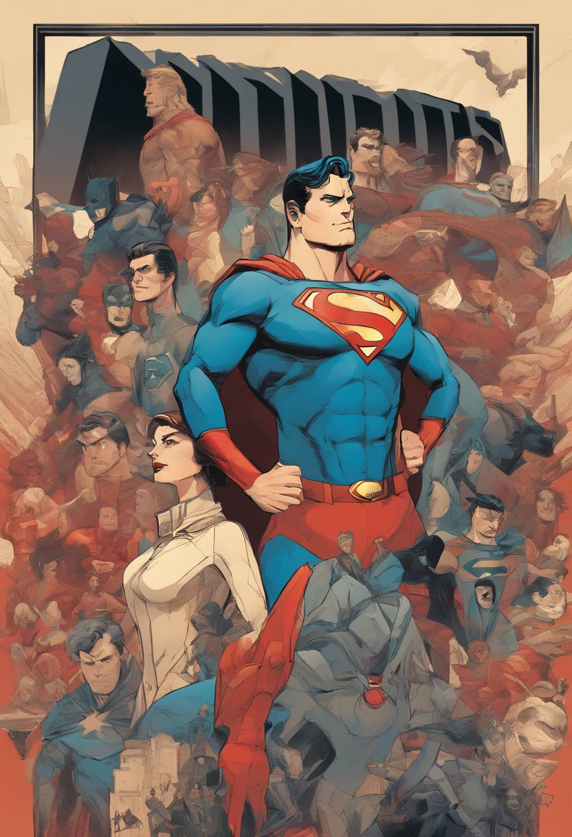 Poster depicting a group of people with Superman and Miracle, DC Comics Art Style, Art in the style of comics, Cover of the comic book by Phil Noto, Comic book art style, comic style, Satoshi can depict an art style, Classic-cult-comic-style, comic style, Digital Comic Book Art, comic cover, Стиль DC Comics, comic cover, Art in the style of comics
