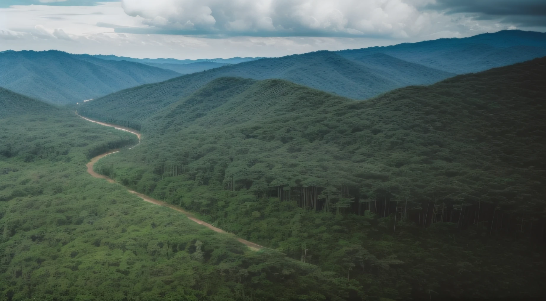 Lush forest in the valley, amidst of nature fully covered, Above the forest, still from nature documentary, overlooking a vast serene forest, floresta exuberante, Evergreen broadleaf forest, mountain forest in background, still from nature documentary, Guangdong Forest, lush green forest, a still of an ethereal, drone footage