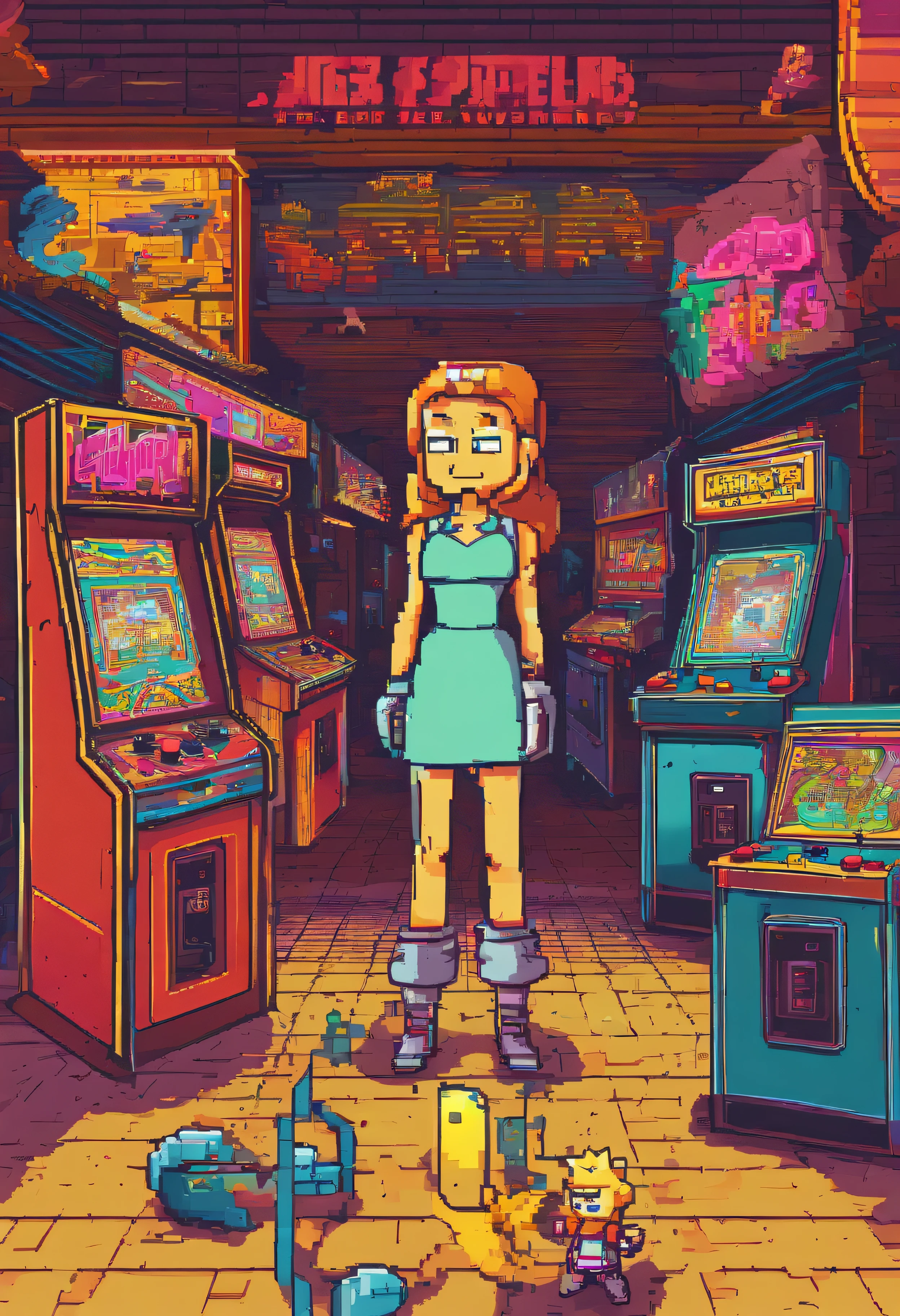 Pixel-Art Adventure featuring a Girl: Pixelated girl character, vibrant 8-bit environment, reminiscent of classic games.,Leonardo Style
#fiction
rick and morty
simpsons
jetsons