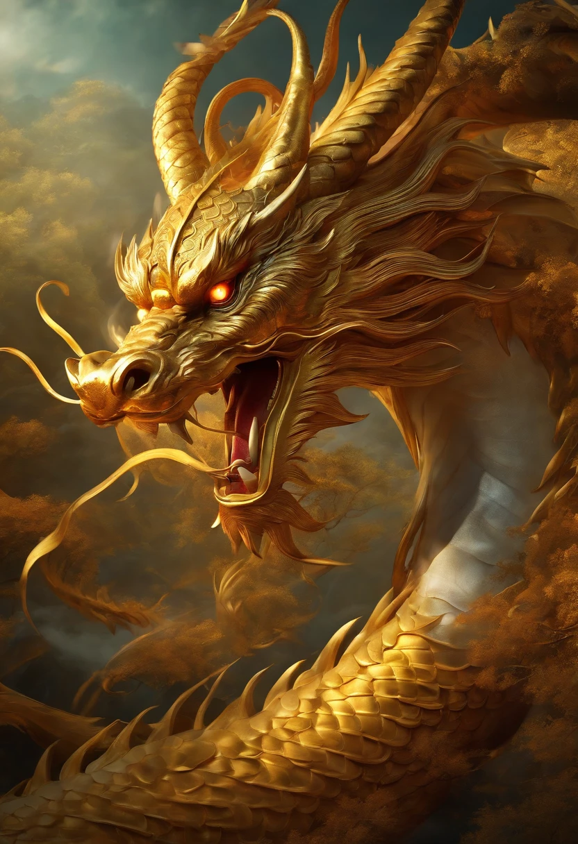 A golden circling Chinese dragon