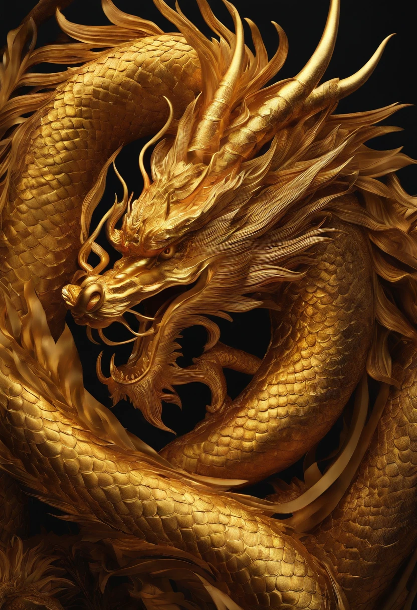 there is a gold Dragon on a black background, Chinese Dragon engrave, golden Dragon, smooth Chinese Dragon, Chinese Dragon, Dragon design language, ancient Chinese ornate, majestic japanese Dragon, Dragon, Dragon art, Gold Detail Linework, a Dragon, Chinese, china silk 3d Dragon, golden Chinese text, lung Dragon, Chinese Dragons fighting, Chinese Dragon concept art