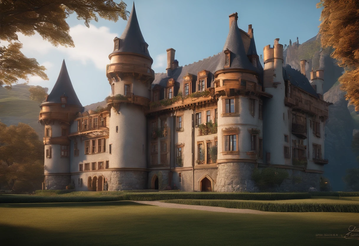 Realisticstyle, Game architectural design,borgar,European castle, polygon, Game architectural design, fanciful, best qualtiy, toon rendering, 8K