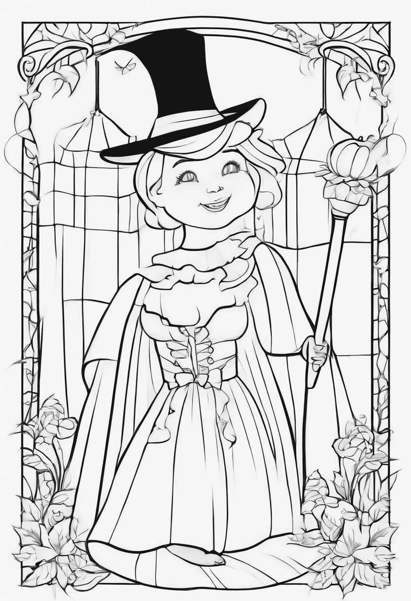 b/w outline art for kids coloring book page halloween Kids Kids coloring pages, full white, kids style, white background, whole body, Sketch style, full body (((((white background))))), only use outline., cartoon style, line art, coloring book, clean line art, white background, Sketch style