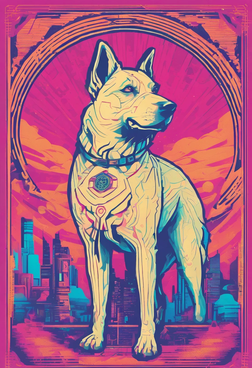 the dog is in bluein this paper cut illustration, in the style of eastern-inspired motifs, lith printing, eye-catching tags, precisionist lines, light purple and cblue, clean and sharp inking, terracotta medallions