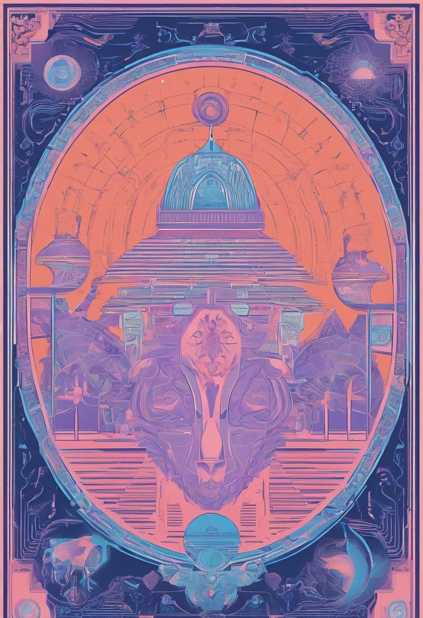 the dog is in bluein this paper cut illustration, in the style of eastern-inspired motifs, lith printing, eye-catching tags, precisionist lines, light purple and cblue, clean and sharp inking, terracotta medallions