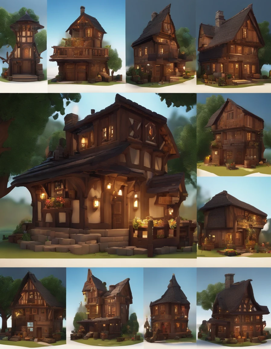 game footage，isometry，Pixel play style，pixal style，Blacksmith shop，building exterior，in a panoramic view，depth of fields，high light，Real light，Ray traching，oc rendered，Hyper-realistic，best qualtiy，8K，Works of masters，super-fine，Detailed pubic hair，