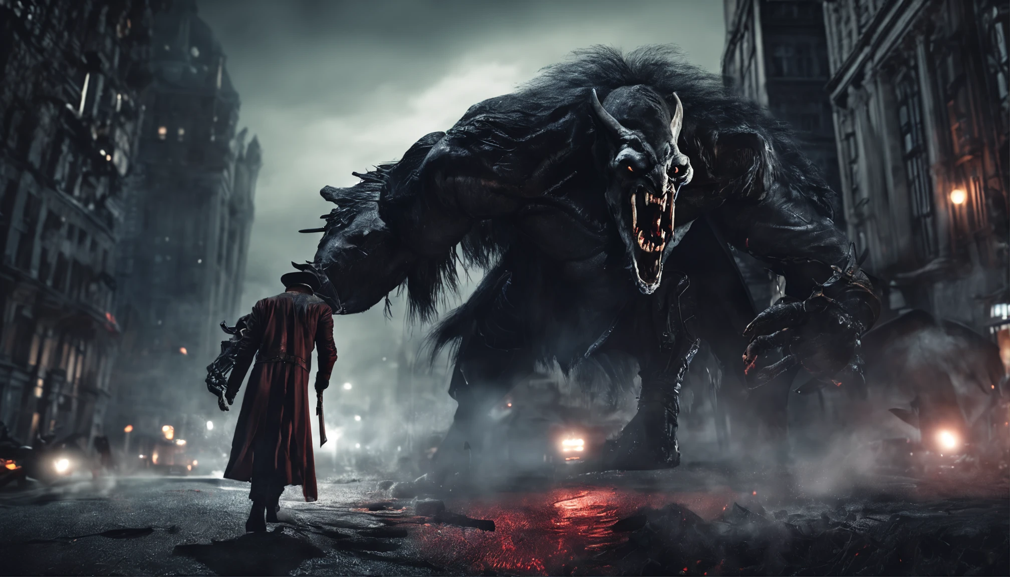 a vampire hunter stalking the night, 8k, ((masterpiece)), HDR, highly detailed, professional