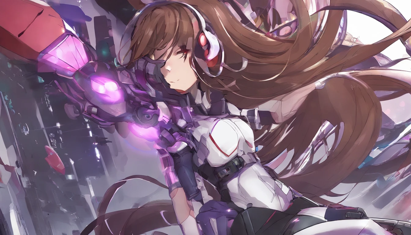 (1girl), masterpiece, best quality, super fine illustration, an extremely cute , highly detailed beautiful face, looking at viewer, 1girl, belt, closeup, looking at viewer, 4k, high res, ribbon, firis mistuld, blush, pov, twintail hair, white background, simple background, thick outline, purple eyes, (sleep), brown hair, chibi, love expression, ((brown hair)), (blood),
