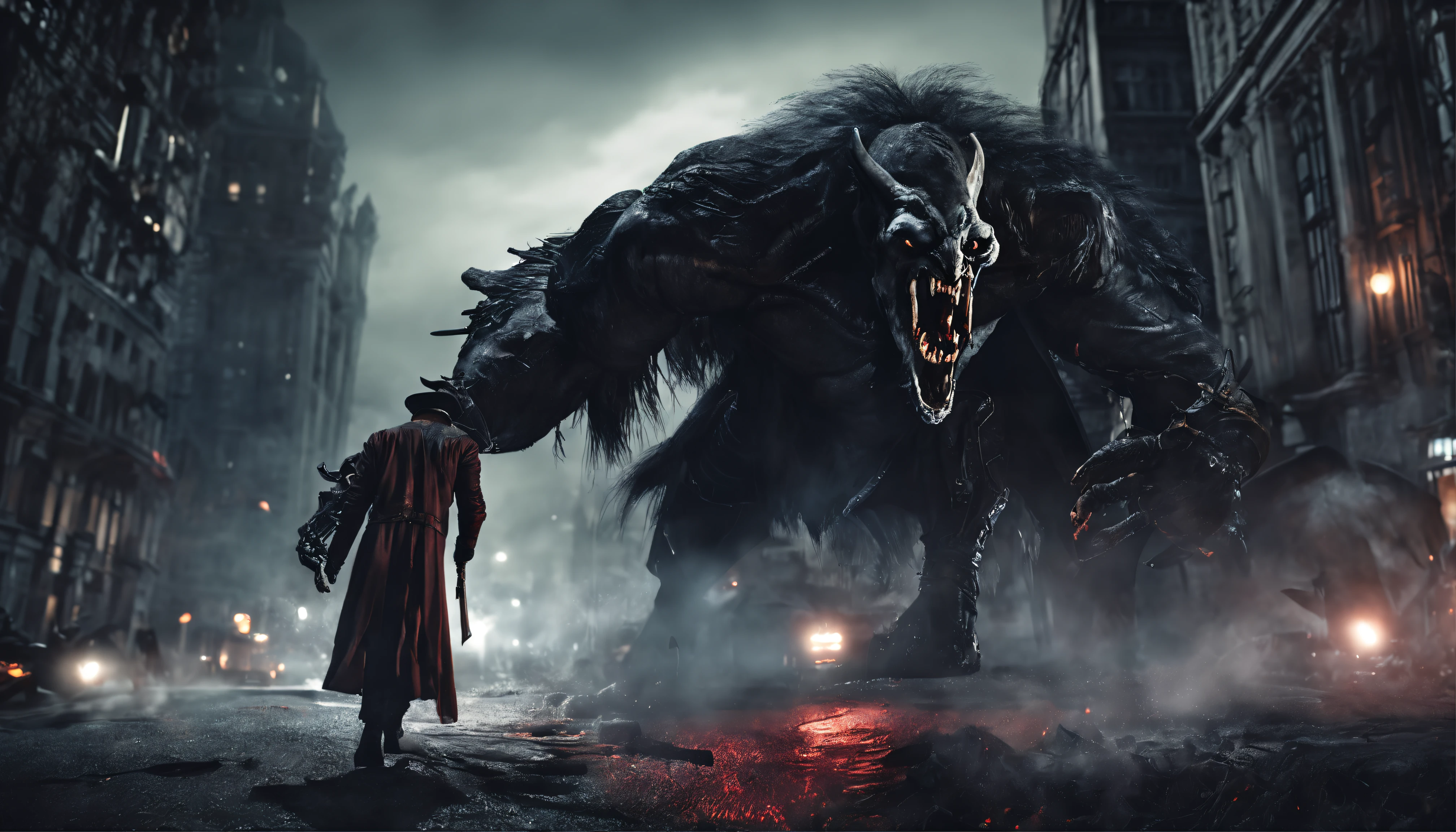 a vampire hunter stalking the night, 8k, ((masterpiece)), HDR, highly detailed, professional