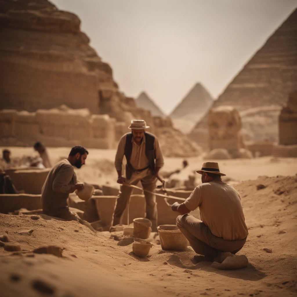 Archaeologists excavating in Egypt