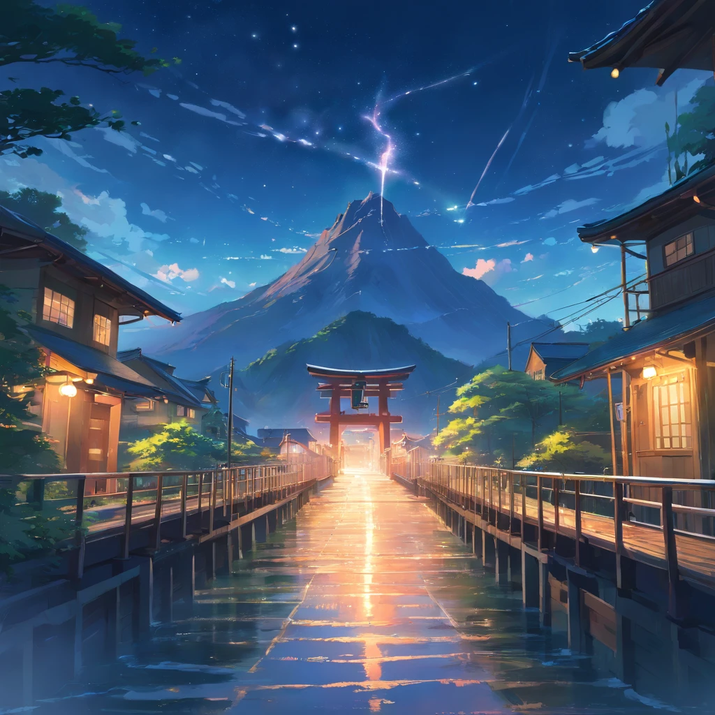 the night,Close-up of the small bridge,Lodge, ross tran. scenery background, ryan dyar, environment painting, Beautiful oil matte painting, photorealistic landscapes, 4k hd matte digital painting, 8 k resolution digital painting, 8k resolution digital painting, hyperrealistic landscape, inspired by Raphael Lacoste, Illustration matte painting, beautiful digital painting