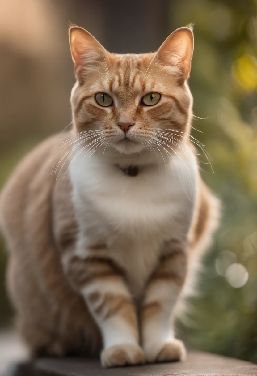 Capture a chic and fat pheasant cat、Produces ultra-high-definition images, Classic Cat Pose. Use of advanced macro photography techniques、Emphasizes the intricate details of the cat's coat, mustaches, And expressive eyes. Place the camera at the cat's eye level, Create an intimate connection between the viewer and the cat subject. Implement a wide aperture for a shallow depth of field, Makes the cat stand out clearly against a gently blurred background. Improve lighting to emphasize the texture and contours of the cat's body, Use of Software, Remove hard shadows with diffused lighting、Software Creation, cosy atmosphere. Catch a cat in a relaxed and balanced posture, Show its flexibility and elegance. Experiments to capture the moment of movement of nature, Stretching, Grooming, etc., To convey a sense of authenticity. Implement post-processing techniques to improve image clarity, Contrasty, and color balance, Ensure every aspect, From the intricate patterns of cats to their intense gazes, Rendered in stunning detail. It is the last, convey the gentle beauty and innate grace of cats,,, Capture fleeting moments celebrating the unique essence of a cat's curiosity and calmness.
