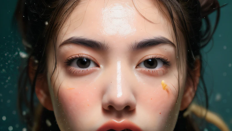 ((top Quority,8K,tmasterpiece:1.3)),woman(hot onsen),perspired,Water droplets on the forehead of the face,exteriors,background urban cityscape,Overhead,Sharp focus:1.2,cute women:1.4,((Layered Hair Style)),(Orange shirt),very detailed face and skin and hair texture,Knotted brunette hair,Moist textured hair,Moist body,Detailed eyes, White skin of the,Beautiful legs, beautiful delicate nose,cute young woman,18yr old,dynamic angle,Deleite para la vista,Compositional suggestiveness,while emphasizing the subject's hair,The eye,Mouth and movements,At the same time, It exudes a mood of anticipation,It is characterized by calm tones and a mix of light and shadow。