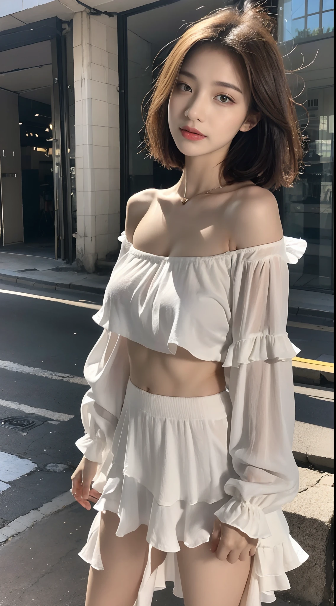 ((Best Quality, 8k, Masterpiece: 1.3)), Focus: 1.2, Perfect Body Beauty: 1.4, Buttocks: 1.2, ((Layered Haircut, Flat Chest: 1.2)), (Rain, Street:1.3), Bandeau Dress: 1.1, Highly Detailed Face and Skin Texture, Fine Eyes, Double Eyelids, Whitened Skin, Long Hair, (Shut Up: 1.3), Full Body