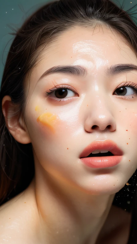 Cheese((top Quority,8K,tmasterpiece:1.3)),woman(Lean Spa),perspired,Water droplets on the forehead of the face,exteriors,background urban cityscape,Overhead,Sharp focus:1.2,cute women:1.4,((Layered Hair Style)),(white shirt),very detailed face and skin and hair texture,Knotted brunette hair,Moist textured hair,Moist body,Detailed eyes, Gold thread sunglasses,White skin of the,Beautiful legs, beautiful delicate nose,Cute young Japanese woman,28 year old,dynamic angle,Deleite para la vista,Compositional suggestiveness,while emphasizing the subject's hair,The eye,Mouth and movements,At the same time, It exudes a melancholic mood,It is characterized by a mixture of calm tones and contrasts of light and shadow。