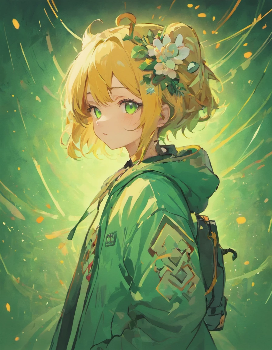 Perfect centering, Cute cat, Wearing a jacket,American short cat,green-eyed,Rose flower, Wearing headphones, cheerfulness, Standing position, Abstract beauty, Centered, Looking at the camera, Facing the camera, nearing perfection, Dynamic, Highly detailed, smooth, Sharp focus, 8K, high definition resolution, illustration, Art by Carne Griffiths and Wadim Kashin, White background