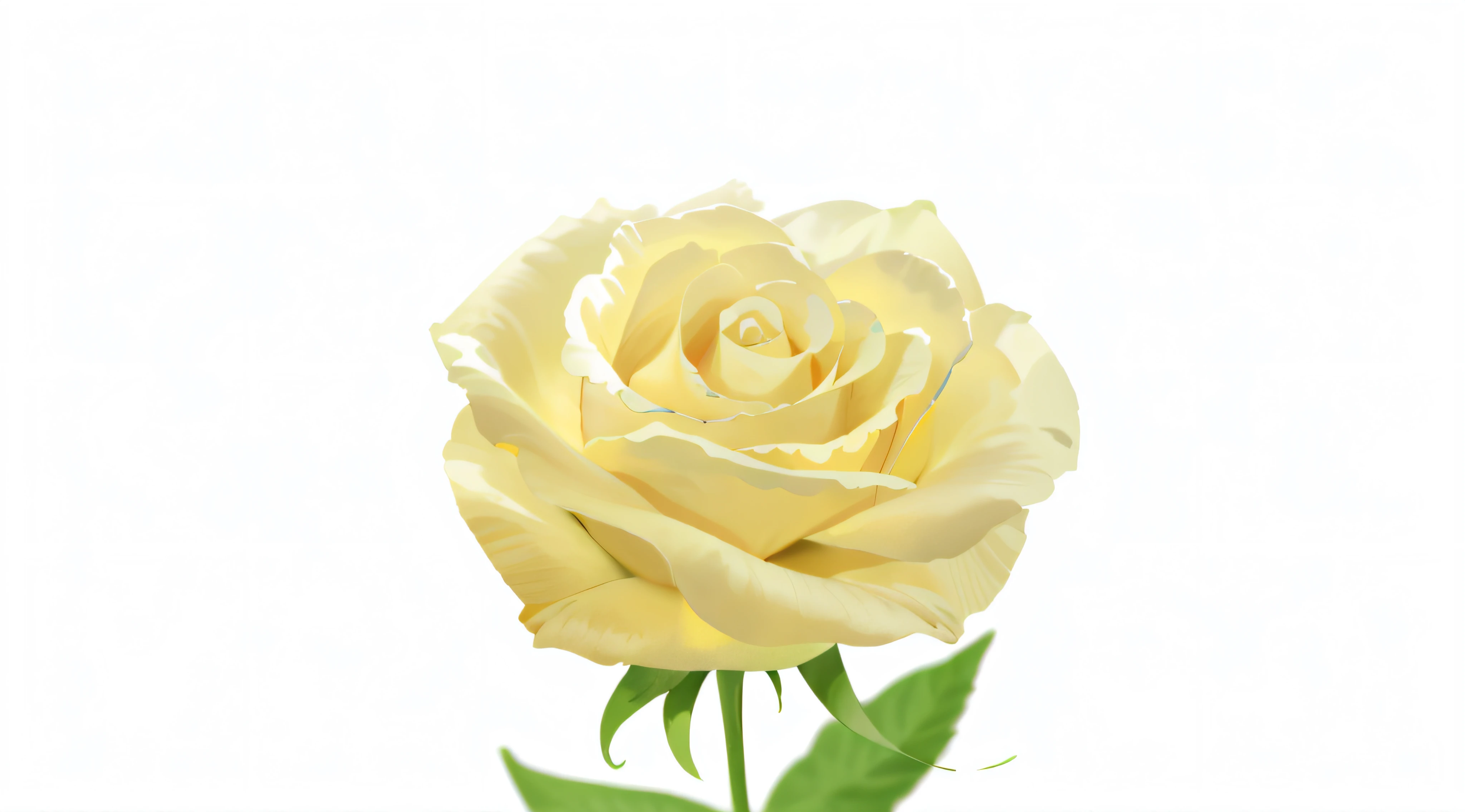 超高分辨率, (Photorealistic:1.4), RAW photo,16k,Best quality, Realistic, Photorealistic, ((white backgrounid))，Yellow roses，Ultra detailed, highly detailed carvings,ultra-wide-angle,back lit lighting, (Detailed light),((An extremely delicate and beautiful))，a drawing of a rose with leaves on a white background,